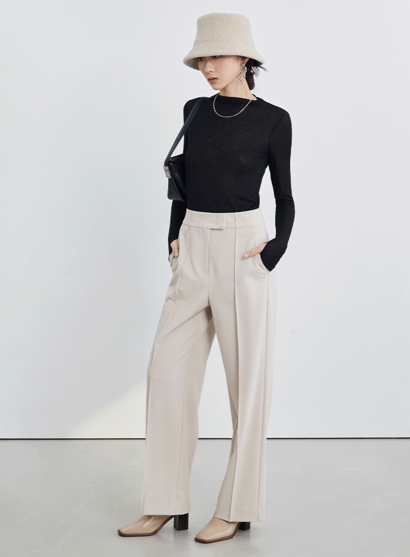 寬腰頭經典西裝寬褲